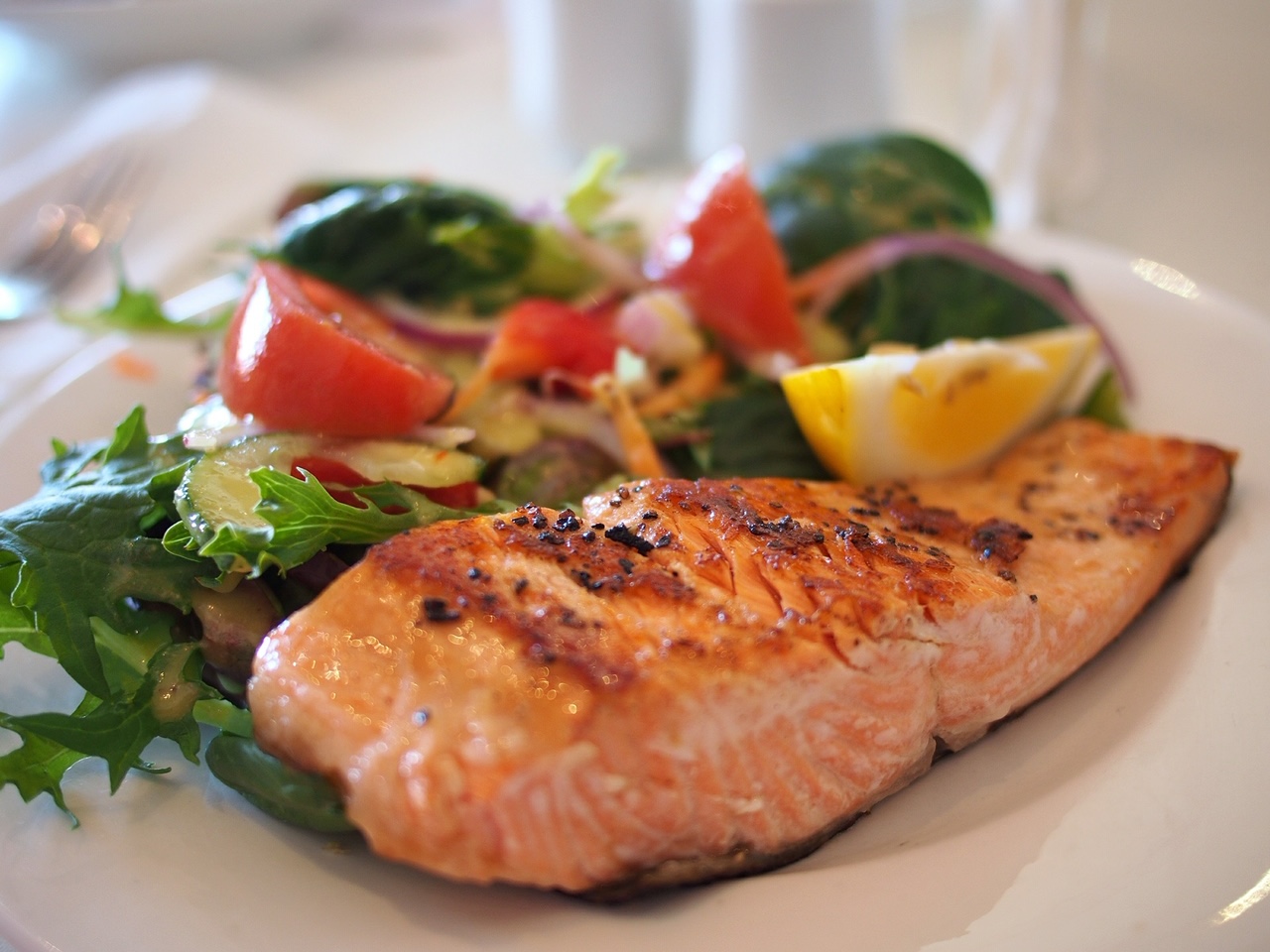 Salad with salmon